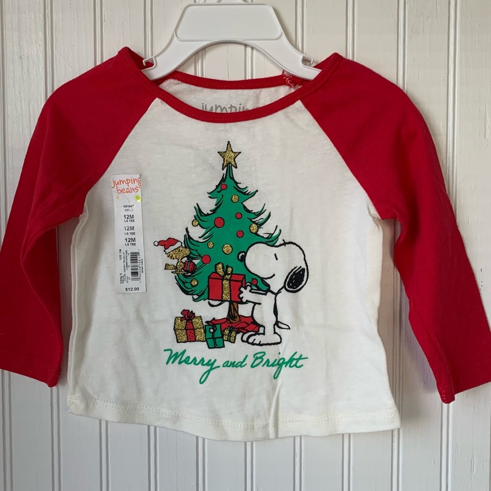 Jumping Beans (12 Month) Snoopy’s Merry & Bright Christmas Shirt; Cutest Ever! - Picture 2 of 4
